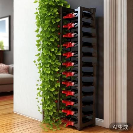 红酒柜旁添绿植,空间生动又清新