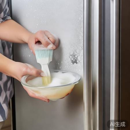 热水洗洁精泡冰箱污渍