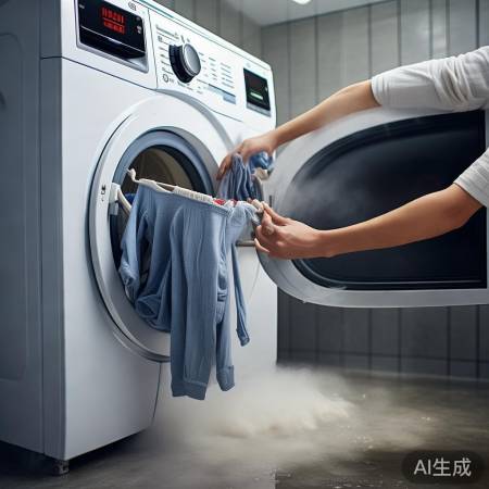 洗衣机洗完,小心取衣