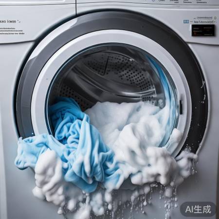 泡沫过多，衣服硬，洗衣机受损