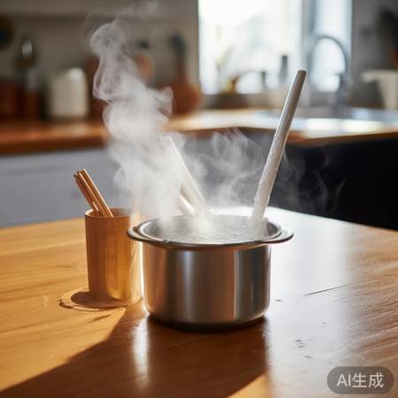 热水泡筷,辅助消毒