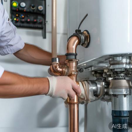 水管安装完毕，拧紧无漏。