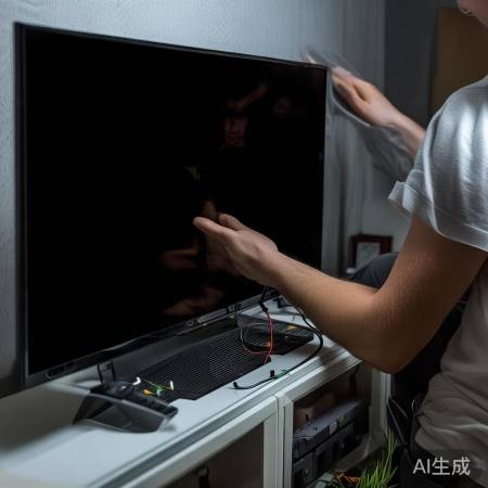 电视黑屏,检查信号线或源