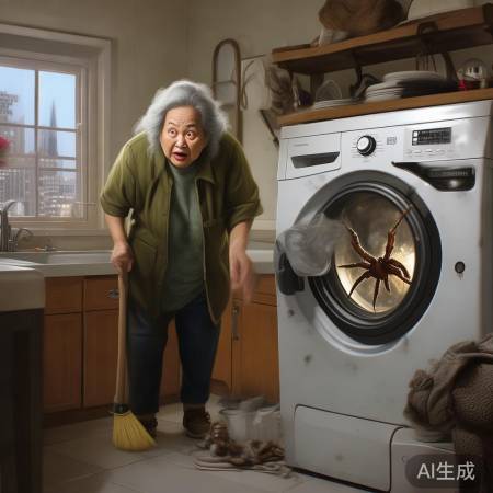 大妈惊遇巨型蜘蛛