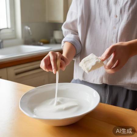 “火碱搅拌成糊状”