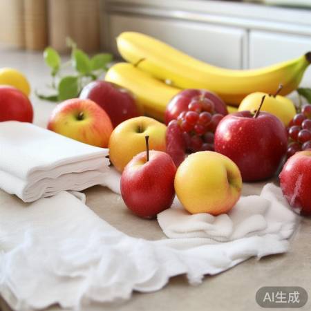 “水果清洗后,用纸巾擦干。”