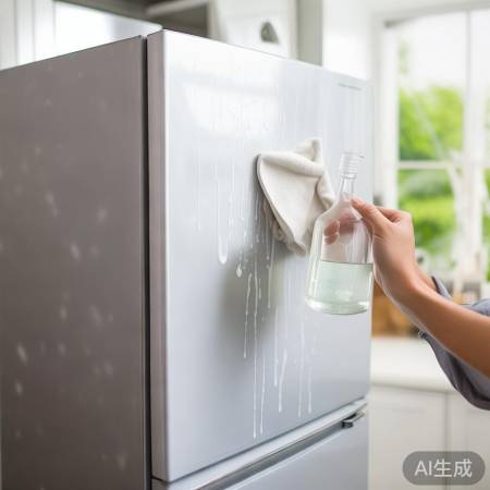 “白醋水抹布清洁冰箱”