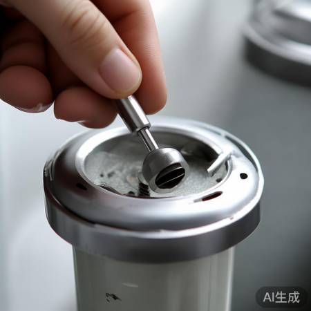 “用螺丝刀松开滤芯盖”