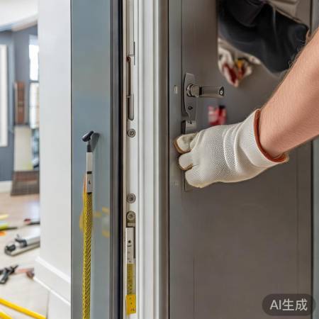 安装防盗门,尺寸、缝隙、锁检查