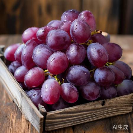 葡萄保鲜佳品，皮薄汁多。