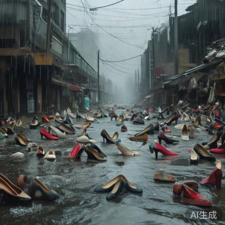 浙江暴雨冲垮鞋厂，街头鞋铺爆满，这现象你见过吗？