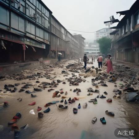 暴雨冲鞋厂,满街鞋泛滥